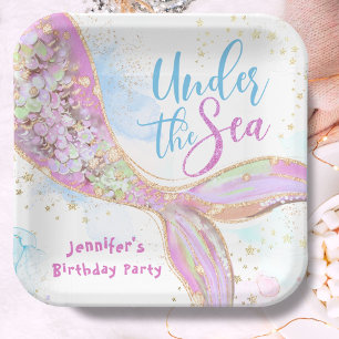 Mermaid Birthday Pink Under The Sea  Paper Plate