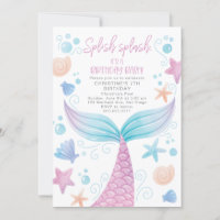 Mermaid Birthday Pool Party Invitation