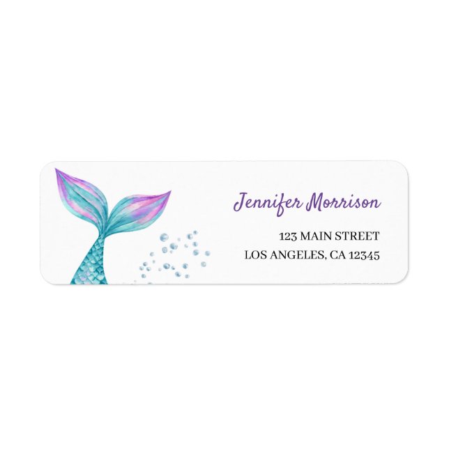 Mermaid Birthday Return Address Label (Front)