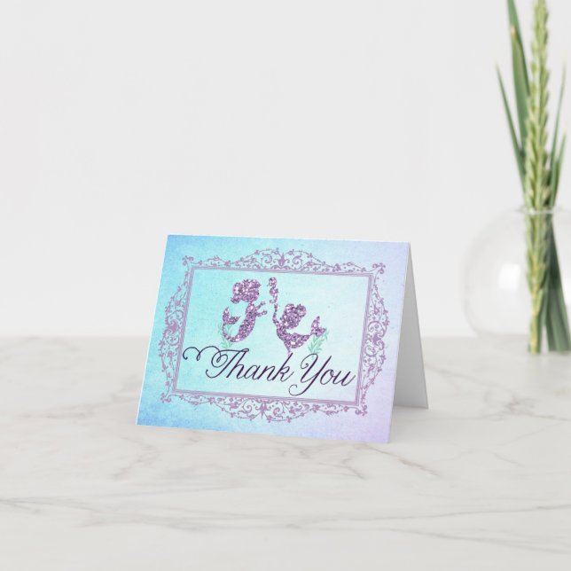 Mermaid Birthday Thank You Card (Front)