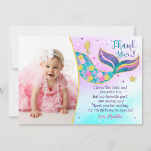 Mermaid Birthday Thank You Cards