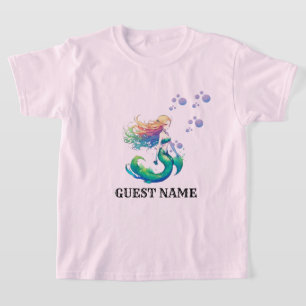 Mermaid Birthday theme add Guest name T-Shirt