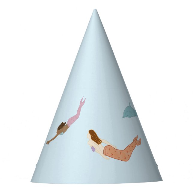 Mermaid Birthday theme, kids party Party Hat (Front)