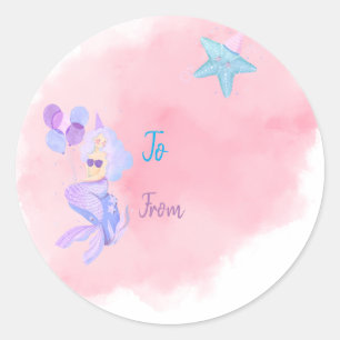 Mermaid Birthday To From Custom label
