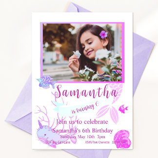 Mermaid Birthday, Under the Sea, 6th Birthday Invitation