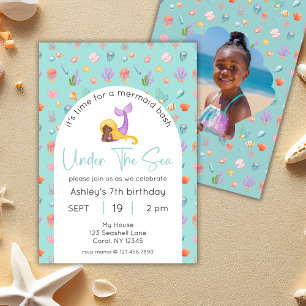 Mermaid Birthday Under The Sea Photo Invitation
