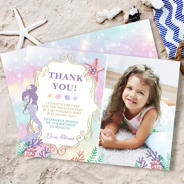 Mermaid Birthday Under The Sea Thank You Card (Creator Uploaded)