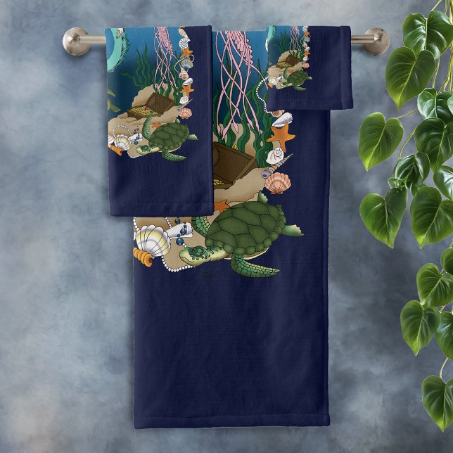 Mermaid Blue Fantasy Friends  Bath Towel Set (Creator Uploaded)