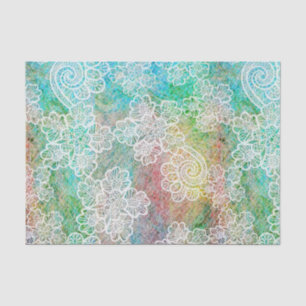 Mermaid Blue Green Pink Lace Pattern Tissue Paper