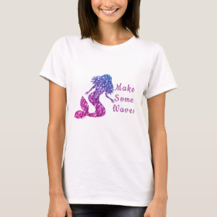 Mermaid blue pink ombre Sparkles Make some Waves T-Shirt