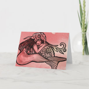 Mermaid Blush Art Mermaids Watercolor              Card