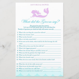 Mermaid Bridal Shower Game - What did Groom Say