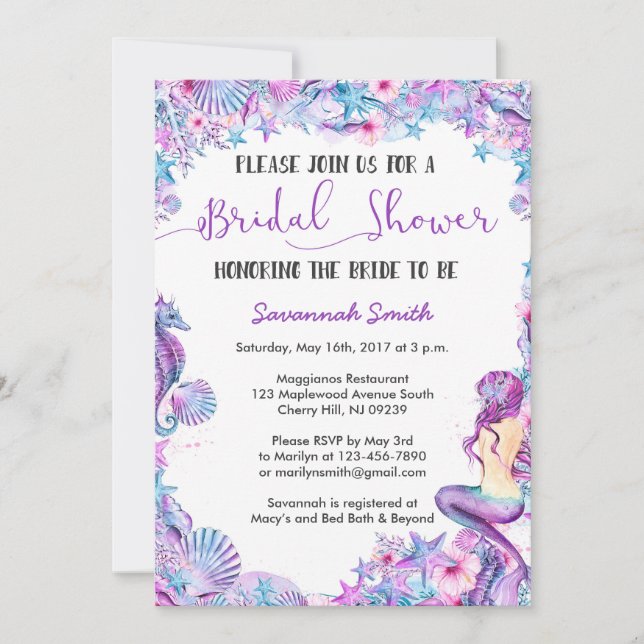 Mermaid Bridal Shower Invitation (Front)