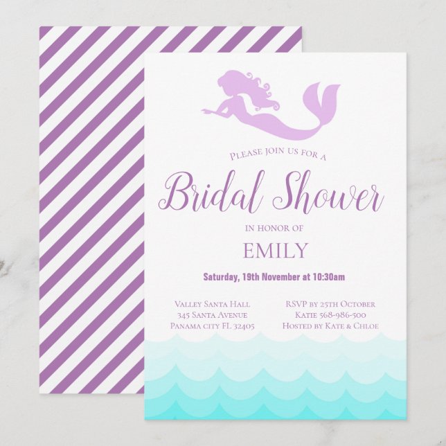 Mermaid Bridal Shower Invitation (Front/Back)