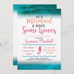 Mermaid Bridal Shower Invite Pink Bachelorette
