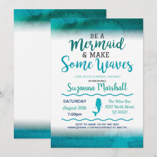 Mermaid Bridal Shower Invite Teal Bachelorette