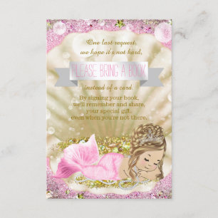 Mermaid Bring a Book Baby Shower Insert Invitation