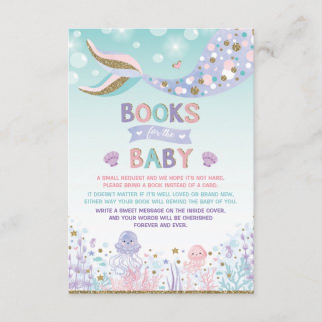 Mermaid Bring a Book Card Sea Beach Baby Girl (Front)