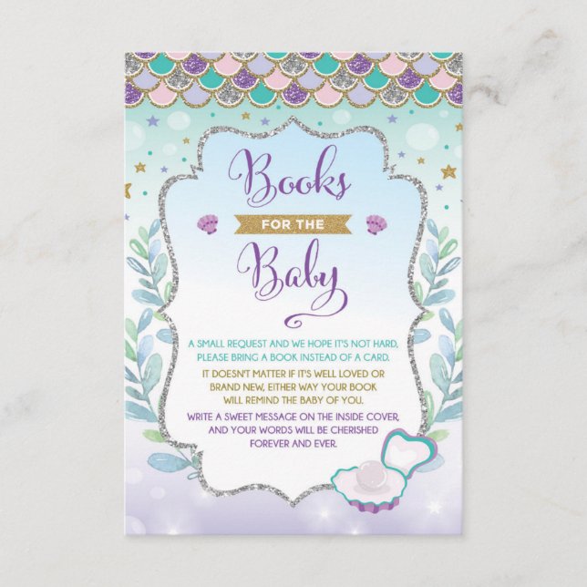 Mermaid Bring a Book  Card Under the Sea Baby Girl (Front)