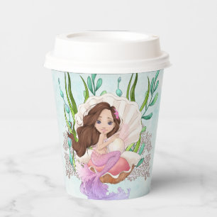 Mermaid (Brunette) in Oyster Shell Paper Cups