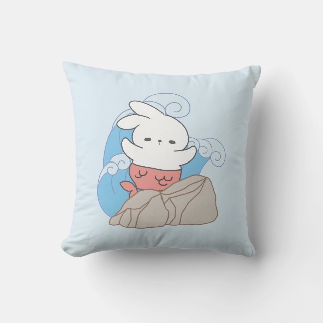Mermaid Bunny Adventures A Splash of Summer Fun Cushion (Front)