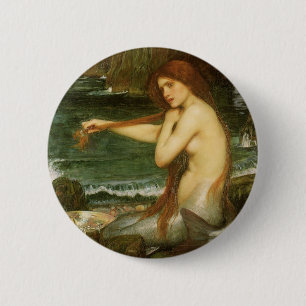 Mermaid by John William Waterhouse 6 Cm Round Badge