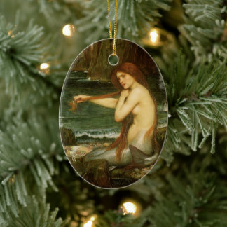 Mermaid by John William Waterhouse Ceramic Tree Decoration