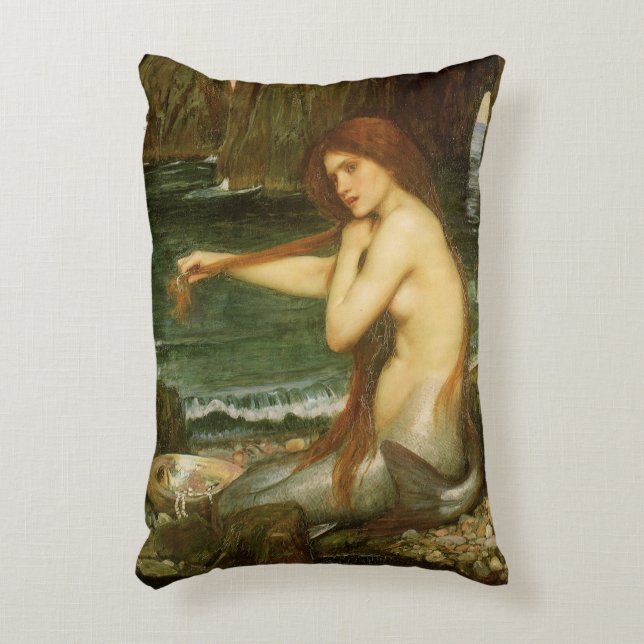 Mermaid by John William Waterhouse Decorative Cushion (Front(Vertical))