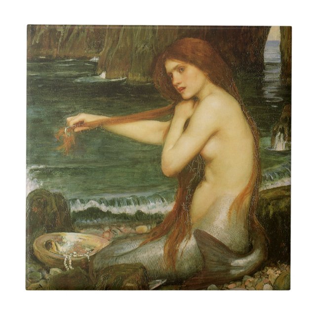 Mermaid by John William Waterhouse Tile (Front)