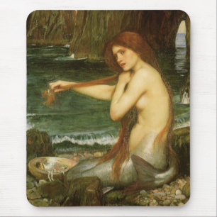 Mermaid by JW Waterhouse, Victorian Mythology Art Mouse Mat