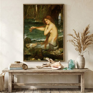 Mermaid by JW Waterhouse, Victorian Mythology Art Poster