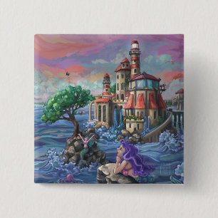 Mermaid Castle 15 Cm Square Badge