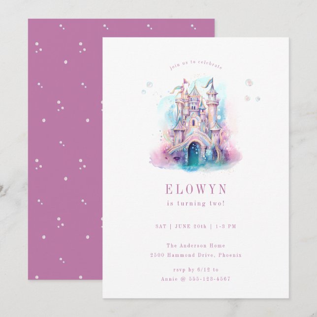 Mermaid Castle Birthday Party Invitation (Front/Back)