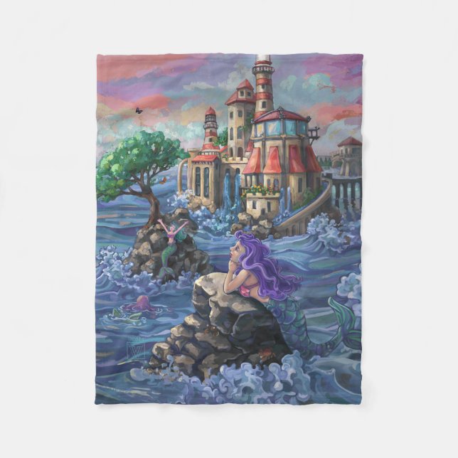 Mermaid Castle Fleece Blanket (Front)
