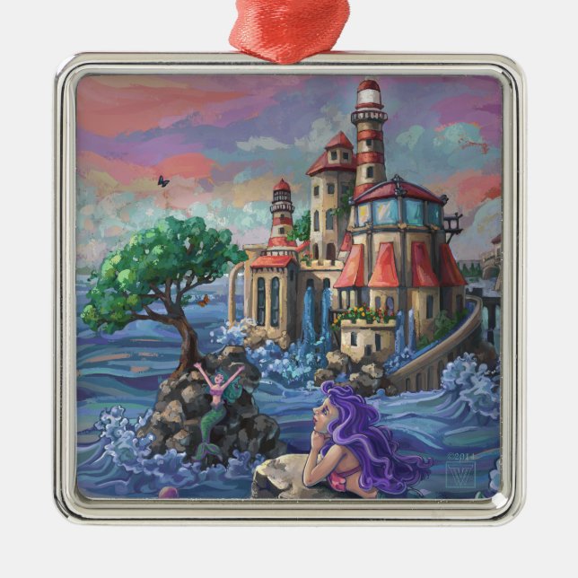Mermaid Castle Metal Tree Decoration (Front)