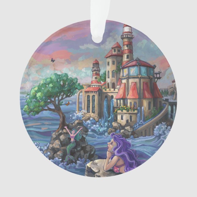 Mermaid Castle Ornament (Front)