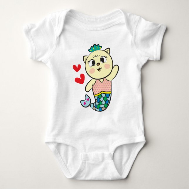 Mermaid cat baby bodysuit (Front)