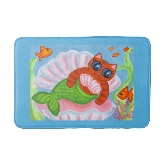 Mermaid Cat Bathroom Rug  (Front)