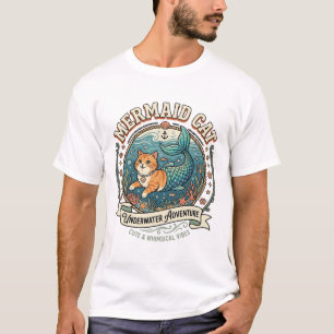 Mermaid Cat Mermaid Underwater Cat Vintage Vector T-Shirt