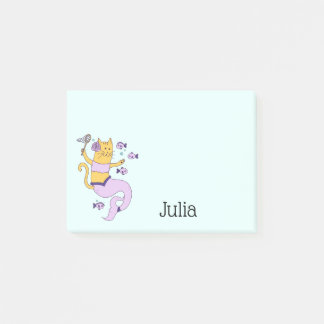 Mermaid Cat Personalised Post-it Notes