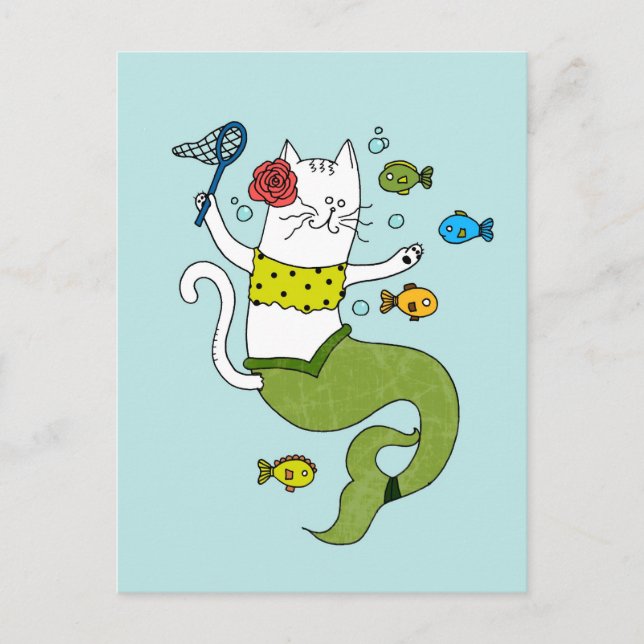 Mermaid Cat Postcard (Front)