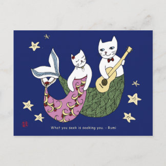 Mermaid cat postcard
