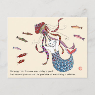 Mermaid cat postcard