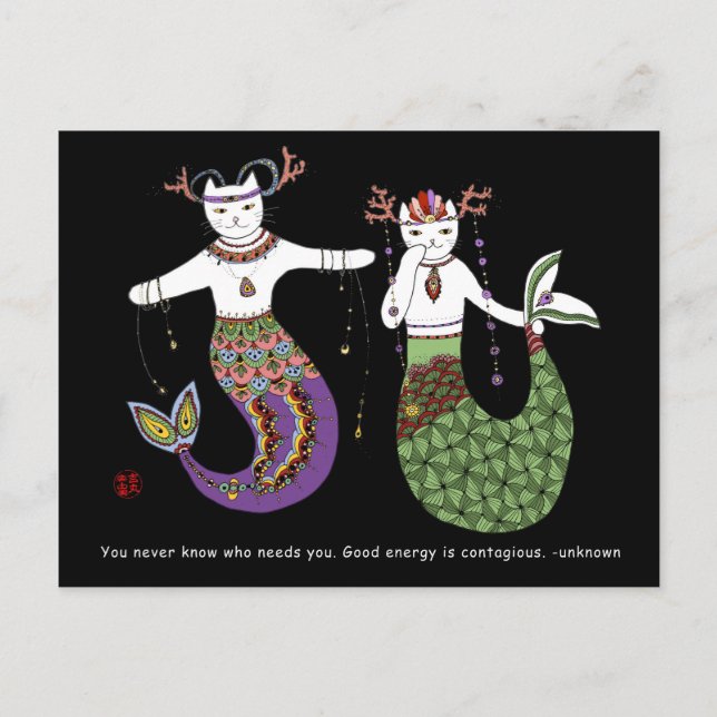 Mermaid cat postcard (Front)
