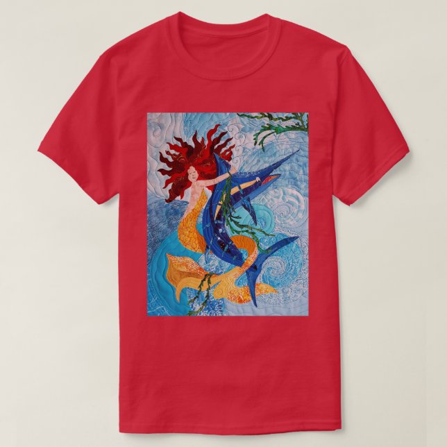 Mermaid Catching a Marlin T-Shirt (Design Front)