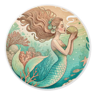 Mermaid ceramic drawer knobs