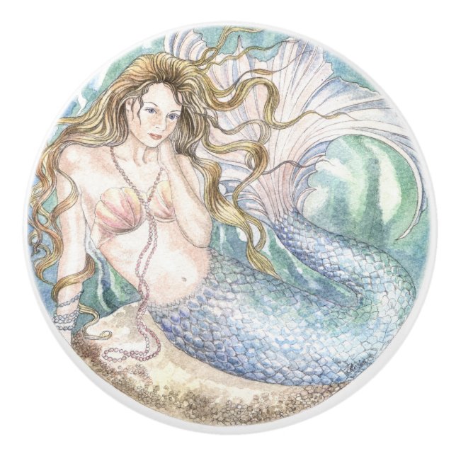 Mermaid Ceramic Knob (Front)