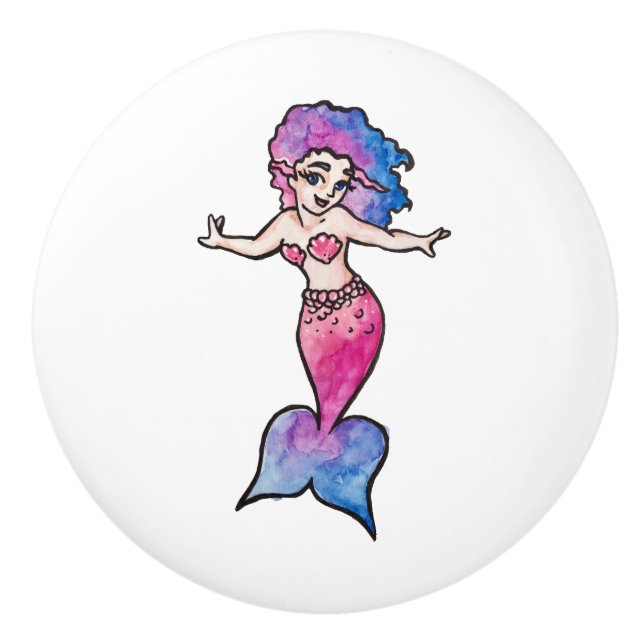 Mermaid Ceramic Knob (Front)