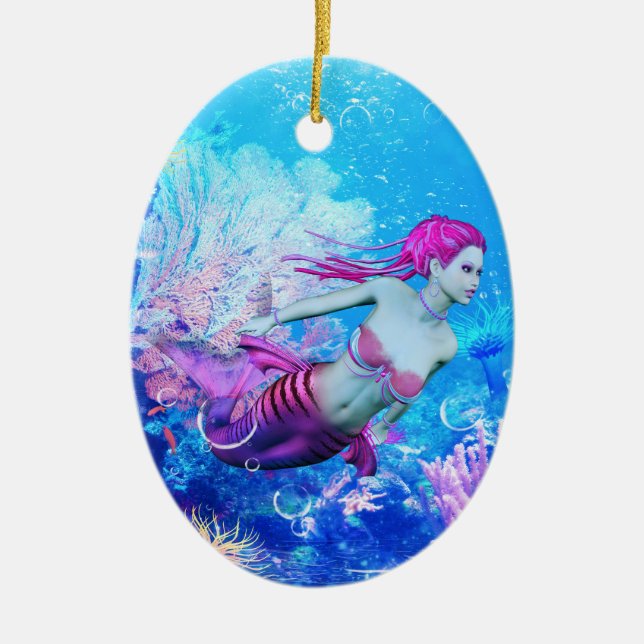 Mermaid Ceramic Tree Decoration (Front)