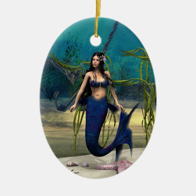 Mermaid Ceramic Tree Decoration (Front)